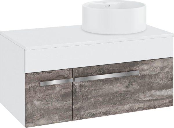 Тумба с раковиной Runo Вудлайн 85 подвесная, железный камень, раковина Sole 40