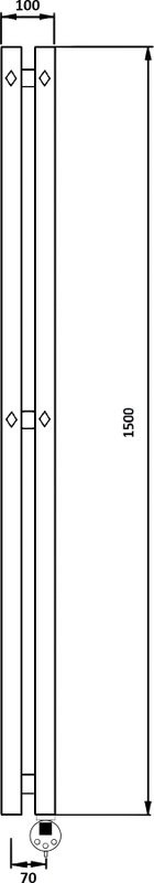 Полотенцесушитель электрический Secado Сандриго 2К 1500/70 150x10 см, подключение справа, графит, I-образный