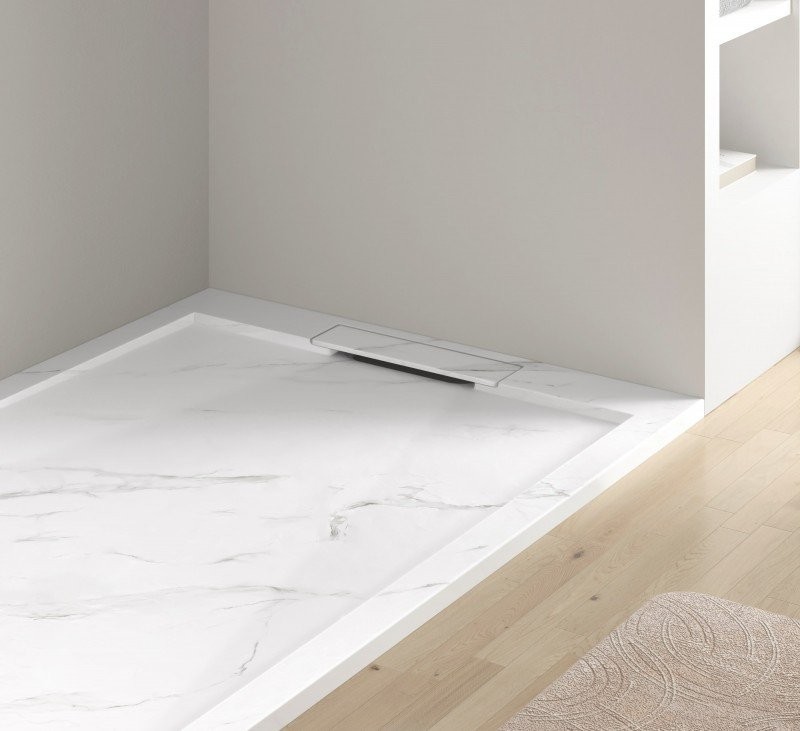Поддон для душа Esbano Luxe ESPLM128CB белый мрамор