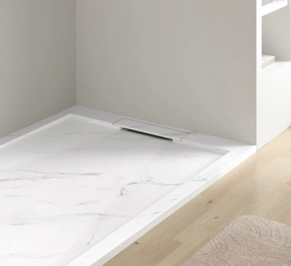 Поддон для душа Esbano Luxe ESPLM128CB белый мрамор