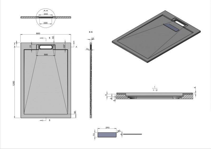 Поддон для душа Esbano Luxe ESPLM128CB белый мрамор