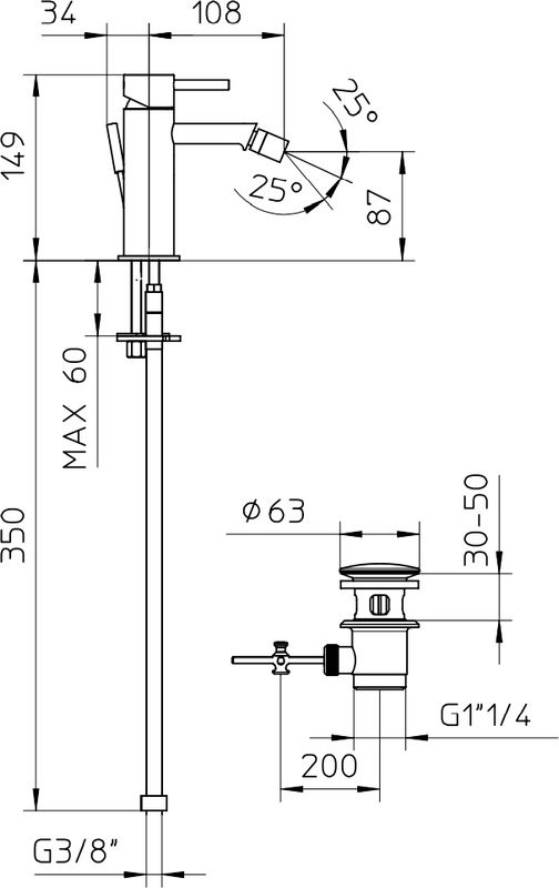 Смеситель для биде Bossini OKI Z005401.030