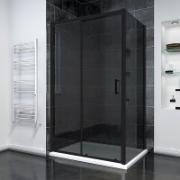 Душевой уголок Veconi Rovigo RV-055BT 140х90 см, профиль матовый черный, стекло тонированное