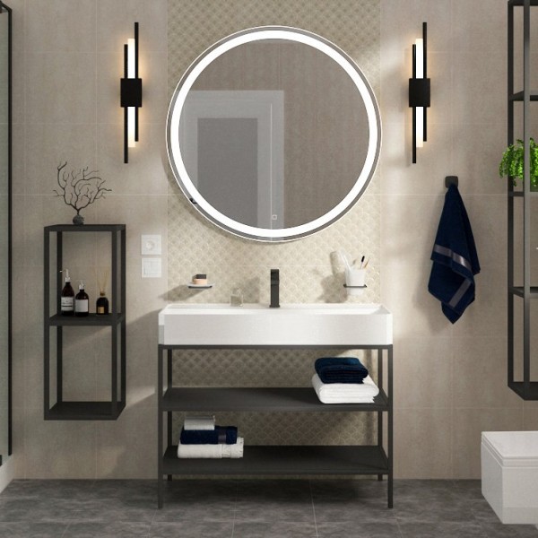 Мебель для ванной комнаты Cezares Cadro 80, 2-х ярусная, напольная, черные полки