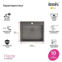 Мойка кухонная IDDIS Haze HAZ59GMi77 графит Мойка кухонная IDDIS Haze HAZ59GMi77 графит
