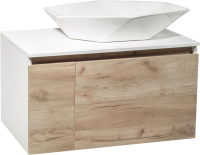 Тумба с раковиной Runo Бари 80 крафтовый дуб, раковина Poligono 65
