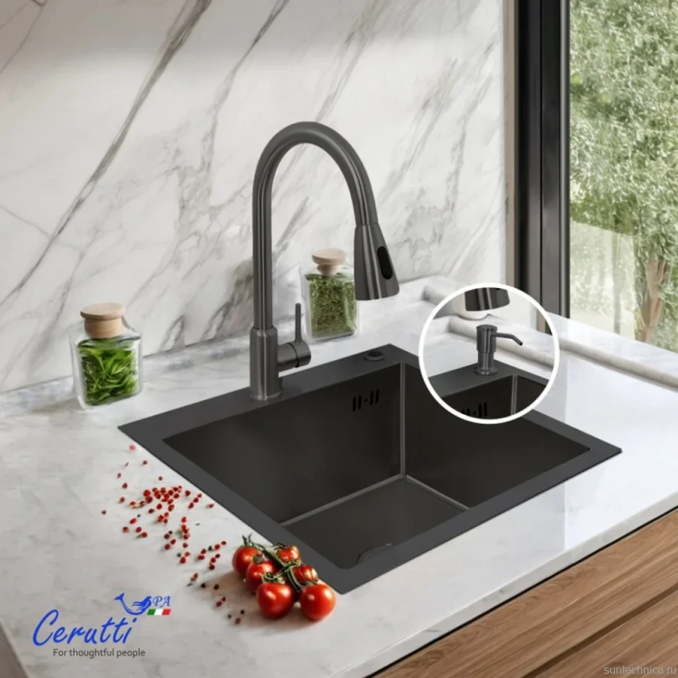 Мойка кухонная Ceruttispa 11256 nano black, графит