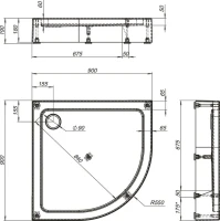Поддон для душа Aquanet GL180 90x90 четверть круга Поддон для душа Aquanet GL180 90x90 четверть круга