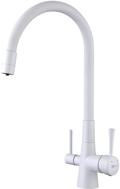 Комплект Мойка Paulmark Unter 50 PM204543-WH белая + Смеситель Lemark Comfort LM3075W с гибким изливом, белый