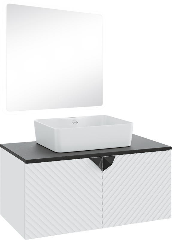 Мебель для ванной комнаты Runo Андорра 85 белая матовая, черная, раковина Lavello 50