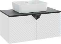 Мебель для ванной комнаты Runo Андорра 85 белая матовая, черная, раковина Lavello 50