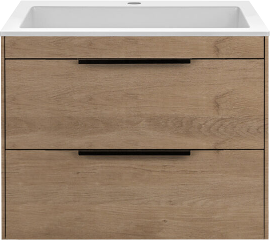 Тумба под раковину Vincea Chiara 2D 60, подвесная, 2 ящика, натуральный дуб