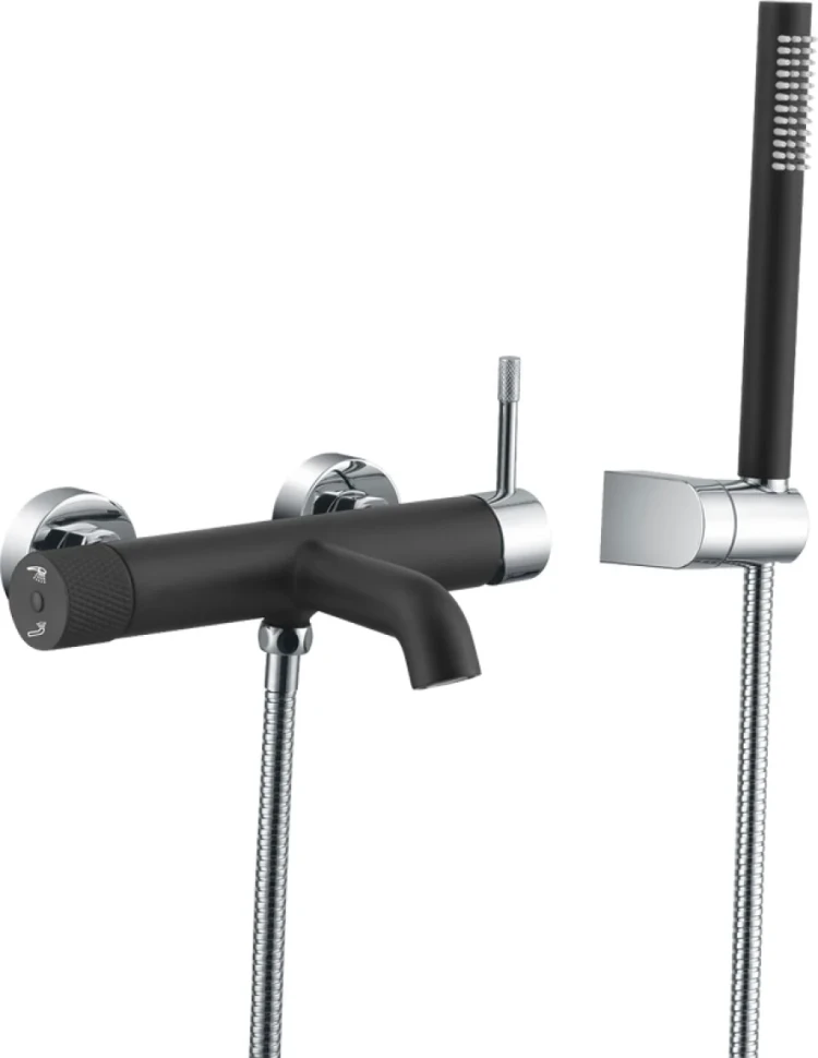 Смеситель для ванны с душем Boheme Uno 463-BCR black chrome