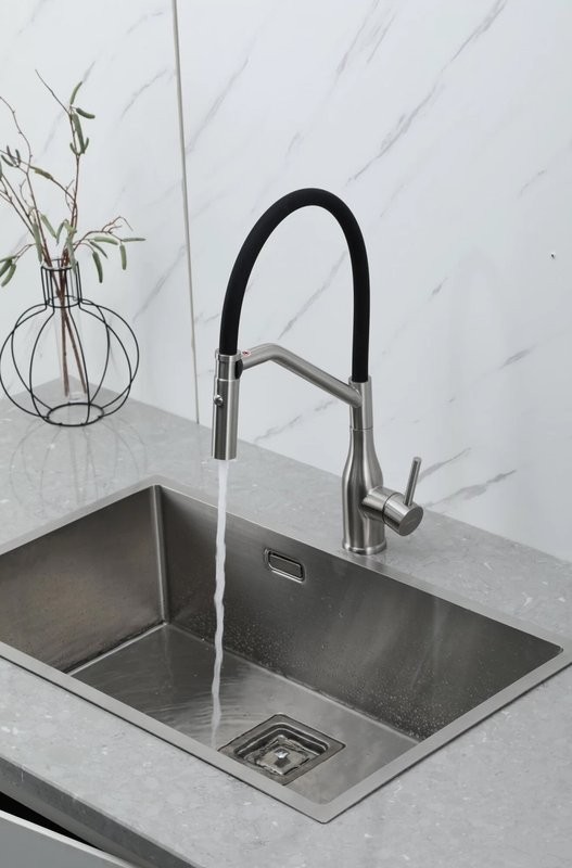 Смеситель для кухни Gappo G4098-15 с гибким изливом, сатин