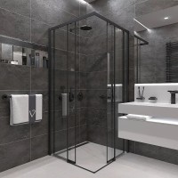 Душевой уголок Veconi Rovigo RV-47B 80x80, профиль черный матовый