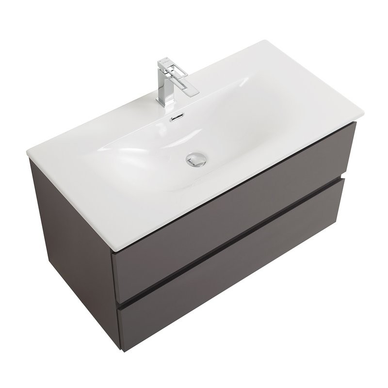 Тумба с раковиной BelBagno Kraft 90 подвесная, матовая темно-серая, раковина bb-8099-90