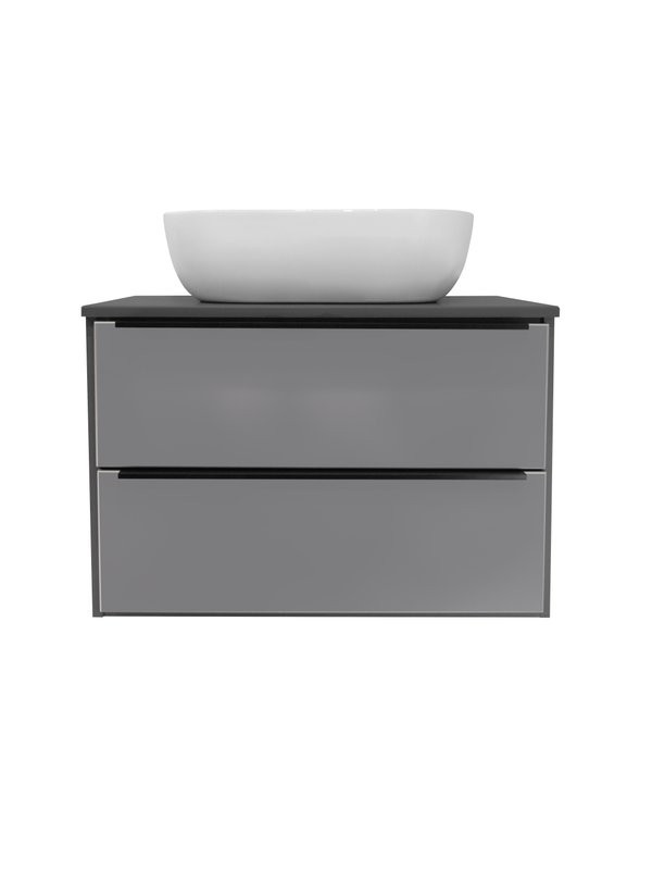 Тумба под раковину со столешницей Runo Мальта 70 подвесная, темно-серая, серая