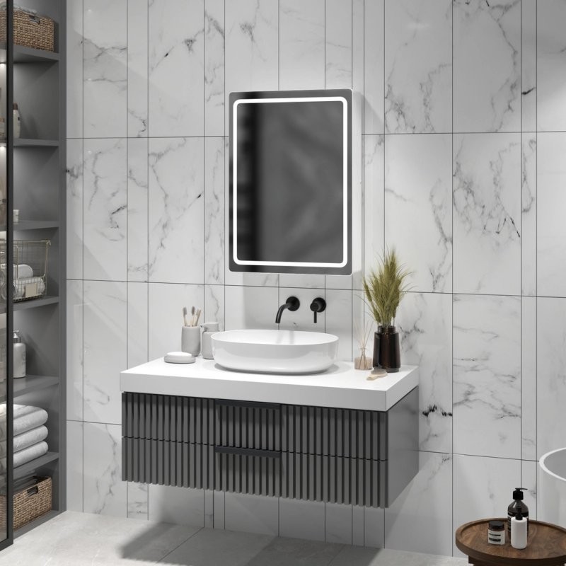 Зеркальный шкаф MIXLINE "Симпл" 500*700 (ШВ) универсальный,механический выкл., светодиодная подсветк