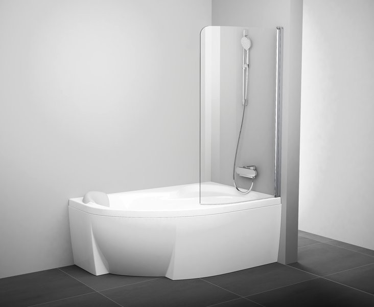Шторка на ванну Ravak Rosa CVSK1 140/150 R Transparent, профиль сатин