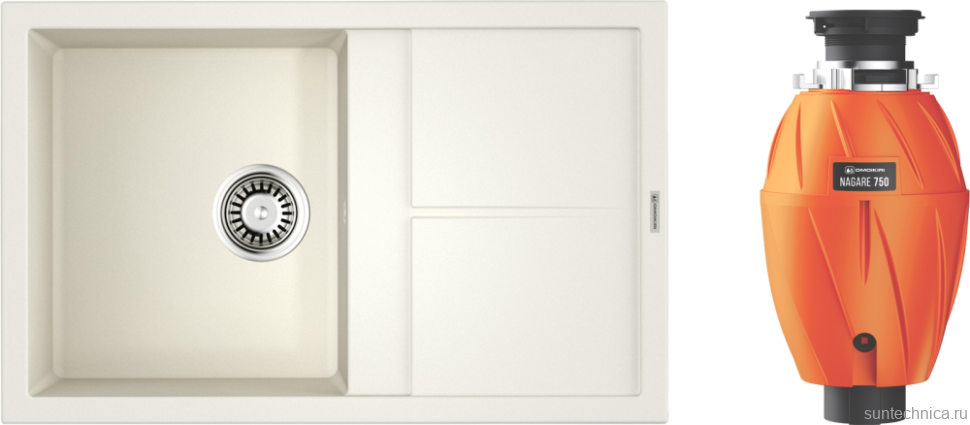 Комплект Мойка Omoikiri Sumi 79 белая + Измельчитель Nagare 750