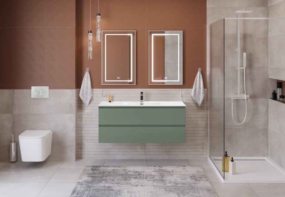 Мебель для ванной комнаты BelBagno Kraft 120 подвесная, матовая еловая, раковина bb1200etl