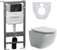 Комплект Унитаз подвесной Ceramicanova Forma CN3009 безободковый, с микролифтом + Система инсталляции для унитазов Envision CN1001B с кнопкой смыва и