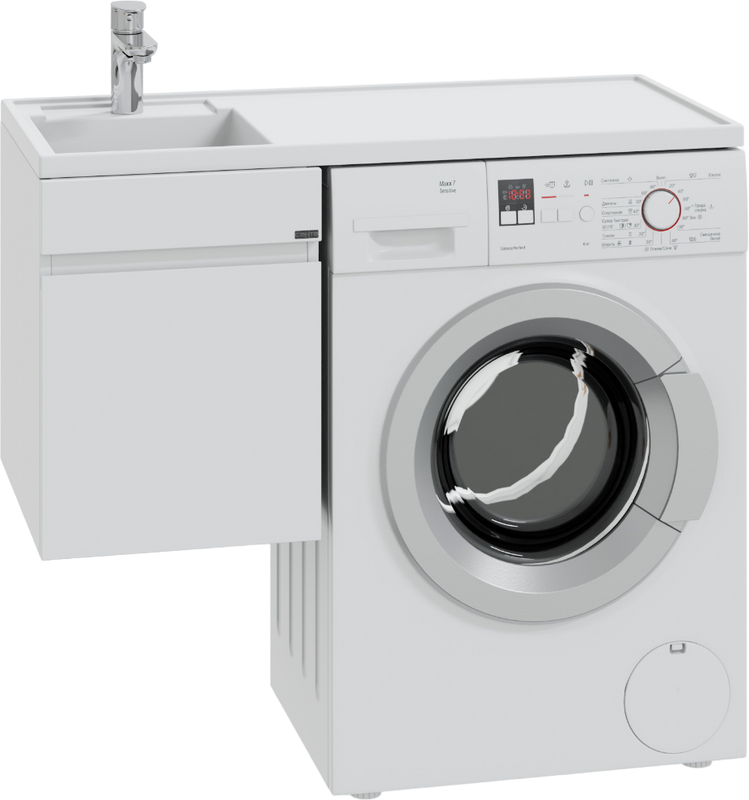 Тумба с раковиной СаНта Марс 38, L 1 ящик, подвесная, для стиральной машины