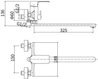 Смеситель с длинным изливом для ванны Fashun A2282-7 черный Смеситель с длинным изливом для ванны Fashun A2282-7 черный