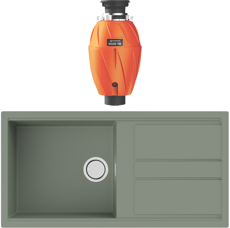 Комплект Мойка Omoikiri Kitagawa 100 wind green + Измельчитель Nagare 750
