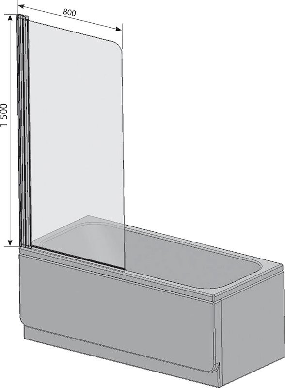 Шторка на ванну Ravak CVS1-80 L Transparent, профиль белый