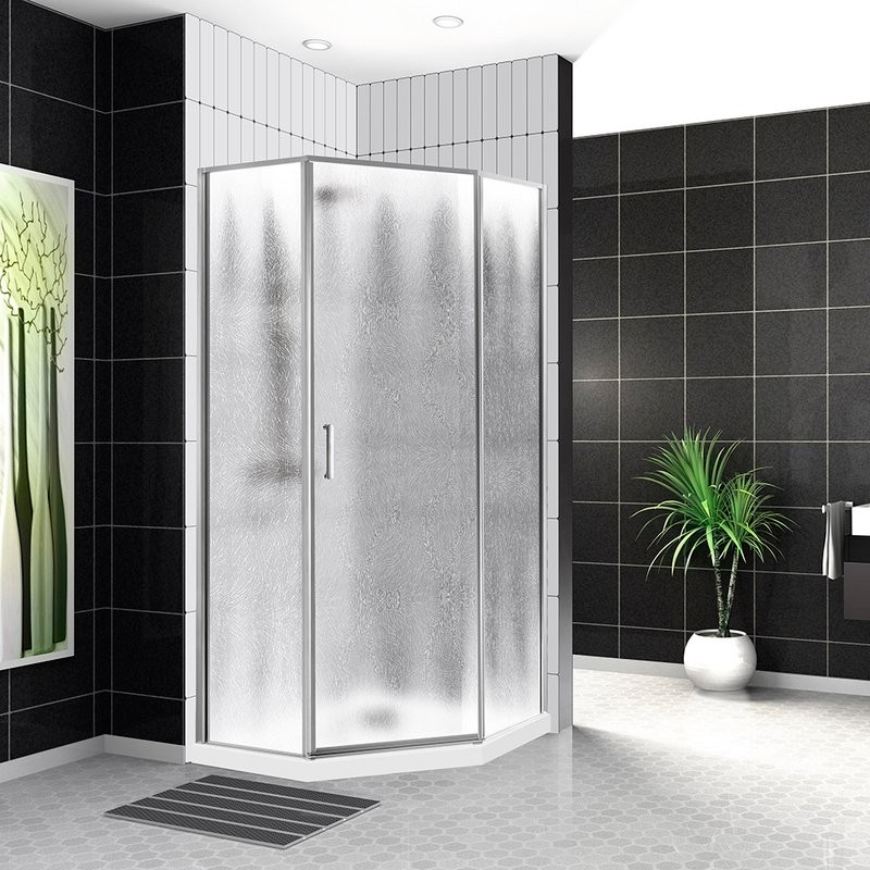 Душевой уголок BelBagno Uno UNO-195-P-1-90-CH-CR стекло рифленое