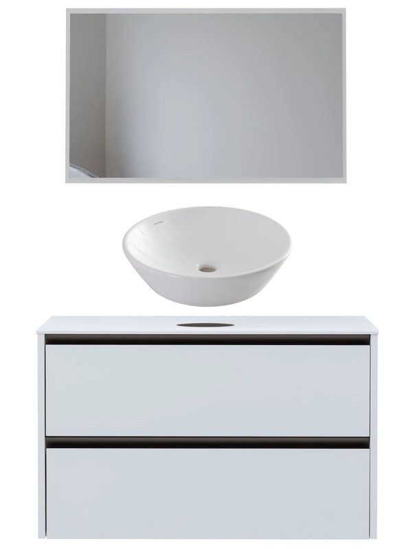 Мебель для ванной комнаты Allen Brau Activity 120 с подсветкой, матовый белый, олива браш, столешница белая, раковина Fantasy Round 45, белая