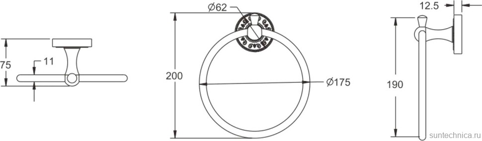 Полотенцедержатель Rose RG1006Q бронза