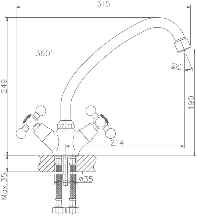 Смеситель для кухни Haiba HB19 HB4519