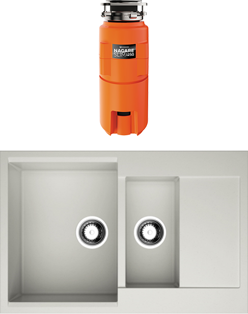 Комплект Мойка Omoikiri Daisen 78-2-PA пастила + Измельчитель Nagare slim 1250