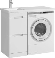 Мебель для ванной комнаты SanStar Толедо 100 L под стиральную машину белая, раковина Даллас