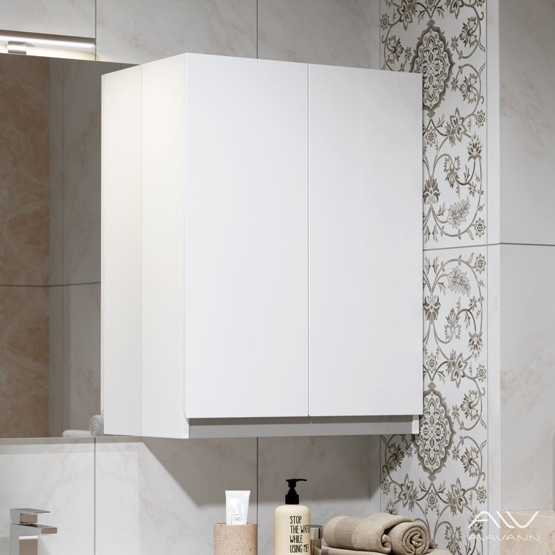 Шкаф в ванную Alavann Soft Silver 60 подвесной, белый
