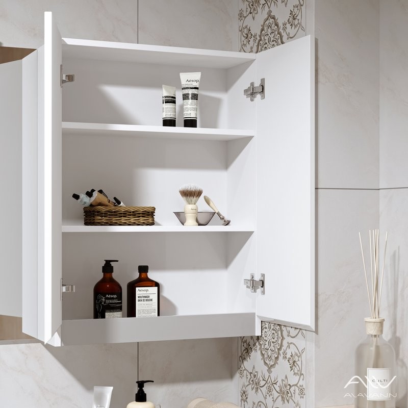 Шкаф в ванную Alavann Soft Silver 60 подвесной, белый