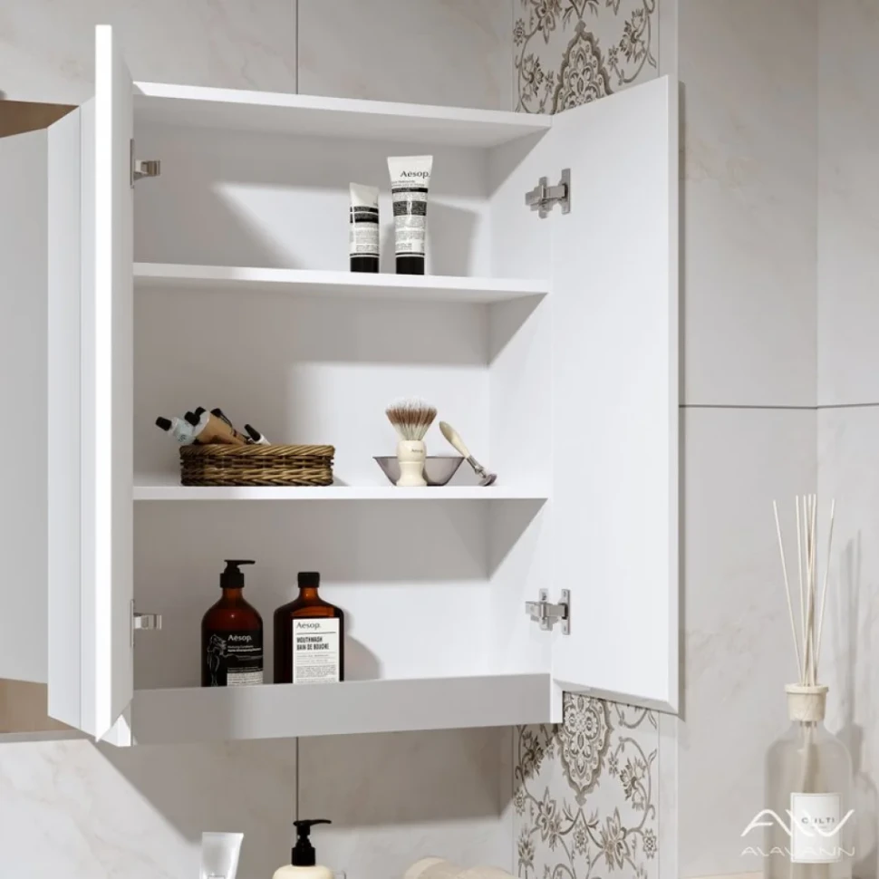 Шкаф в ванную Alavann Soft Silver 60 подвесной, белый