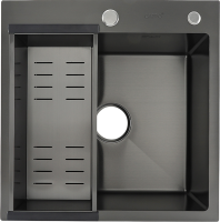 Мойка кухонная Gappo GS5050-6 с коландером, графит