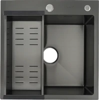 Мойка кухонная Gappo GS5050-6 с коландером, графит