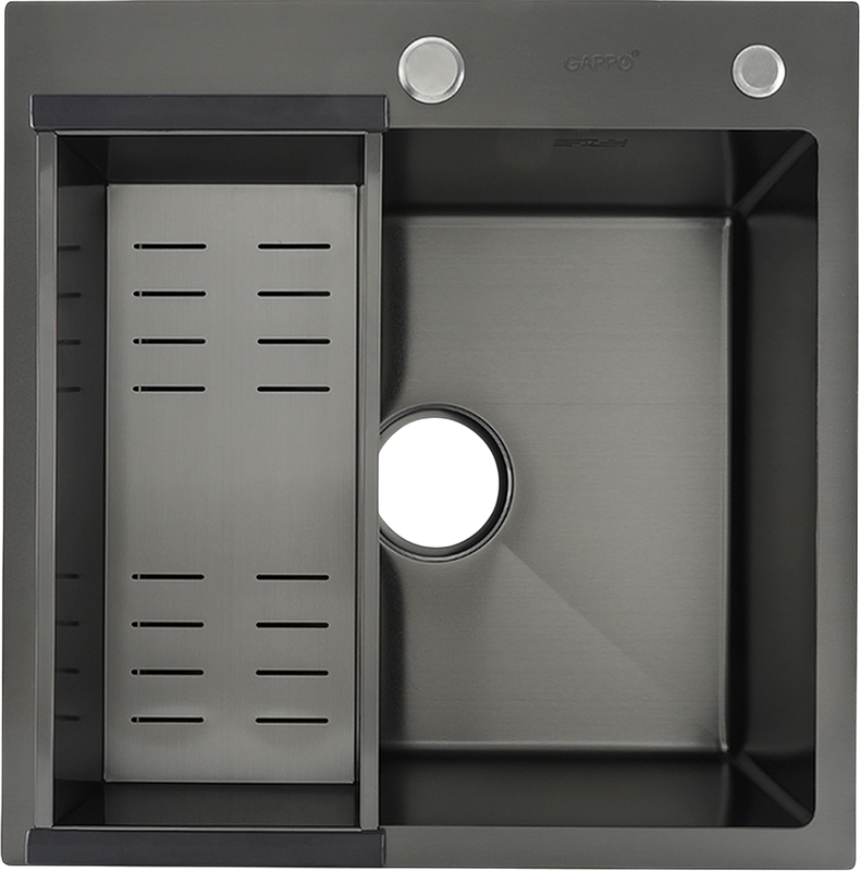 Мойка кухонная Gappo GS5050-6 с коландером, графит