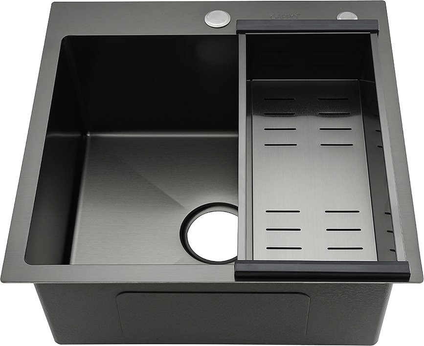 Мойка кухонная Gappo GS5050-6 с коландером, графит