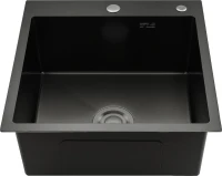 Мойка кухонная Gappo GS5050-6 с коландером, графит