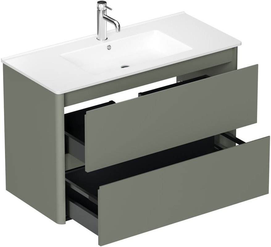 Тумба под раковину без столешницы Allen Brau Gravity 100 2 ящика, матовая олива