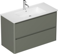 Тумба под раковину без столешницы Allen Brau Gravity 100 2 ящика, матовая олива