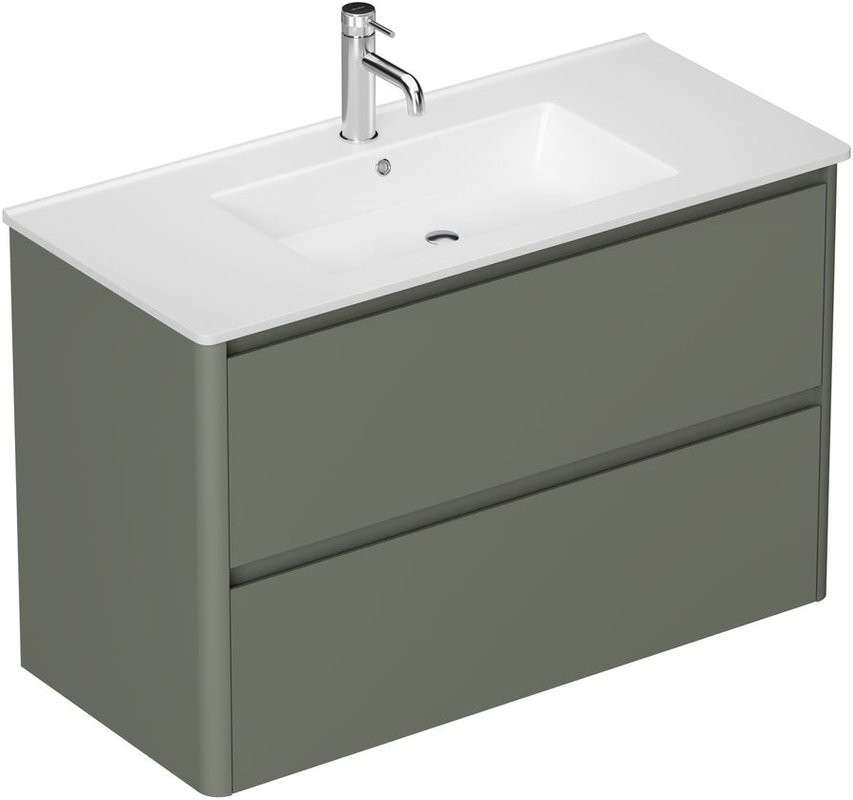 Тумба под раковину без столешницы Allen Brau Gravity 100 2 ящика, матовая олива