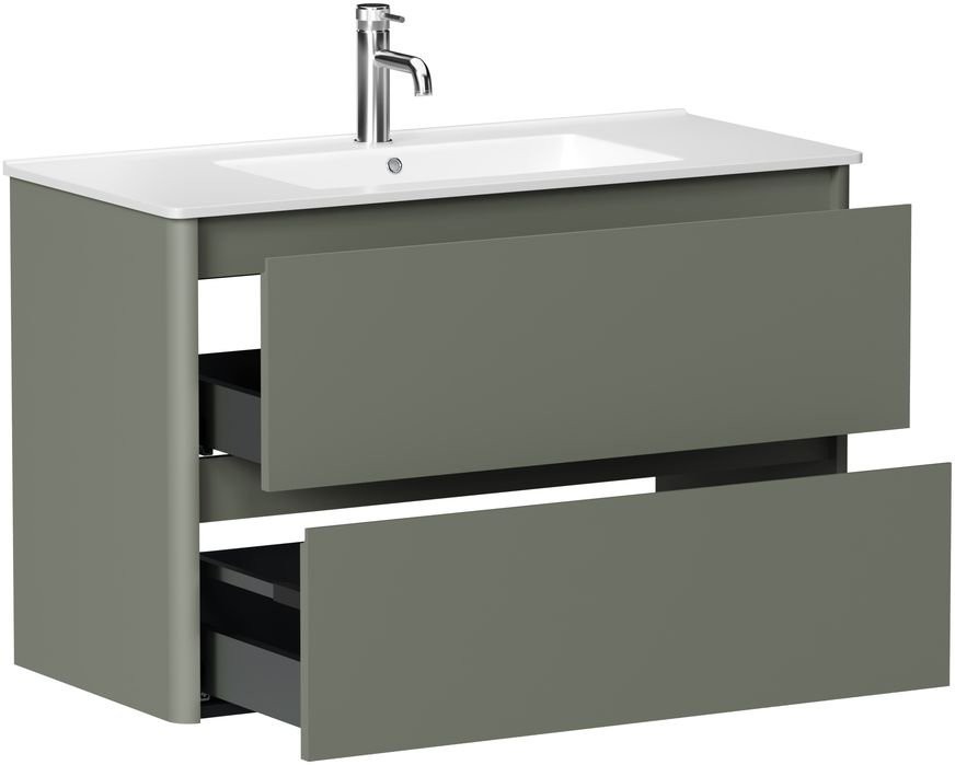 Тумба под раковину без столешницы Allen Brau Gravity 100 2 ящика, матовая олива