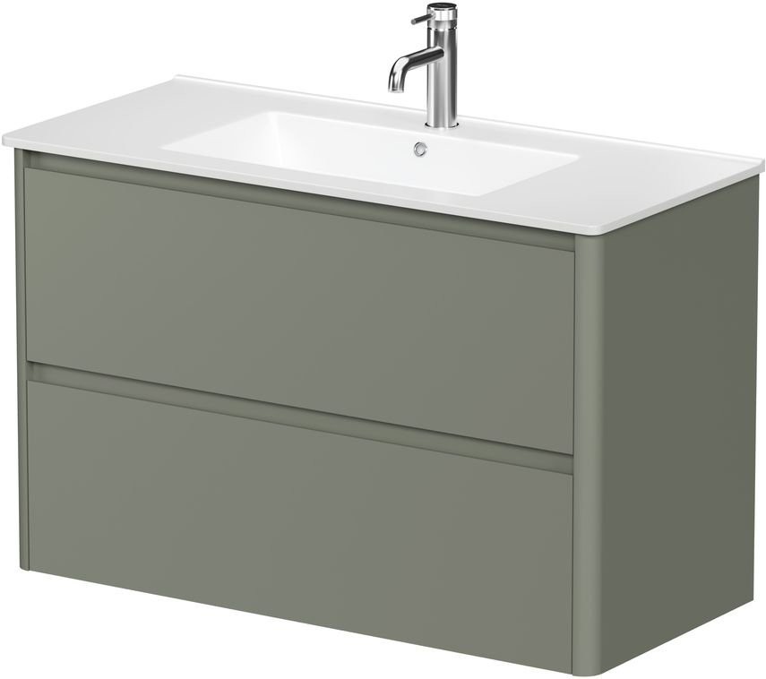 Тумба под раковину без столешницы Allen Brau Gravity 100 2 ящика, матовая олива