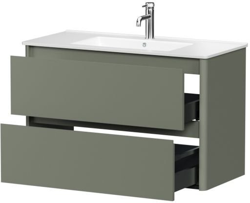 Тумба под раковину без столешницы Allen Brau Gravity 100 2 ящика, матовая олива